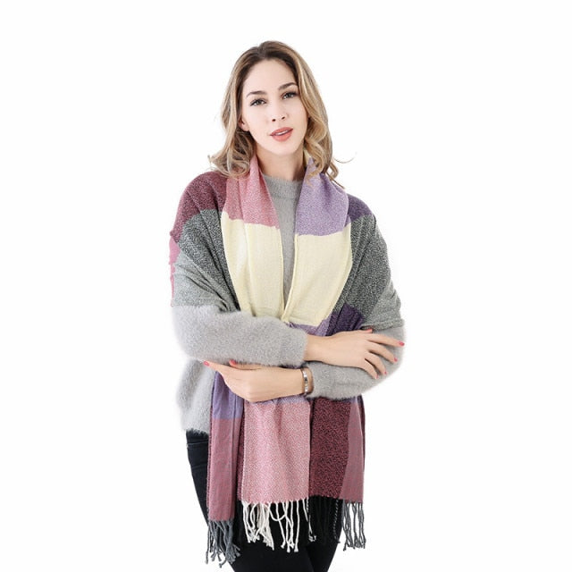 Luxury Plaid Cashmere Thick Scarf