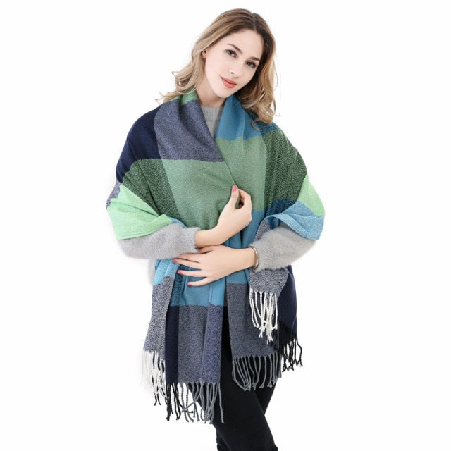 Luxury Plaid Cashmere Thick Scarf