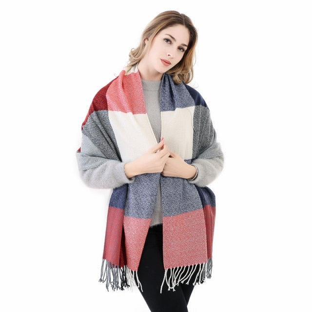 Luxury Plaid Cashmere Thick Scarf