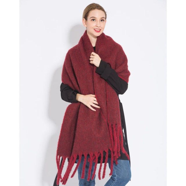 Solid Colour Scarf with Tassel