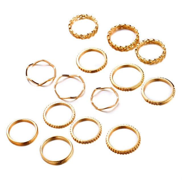 Fashion Gold Color Knuckle Rings Set