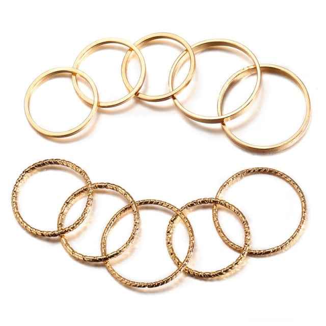 Fashion Gold Color Knuckle Rings Set