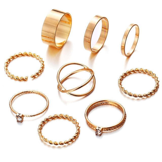 Fashion Gold Color Knuckle Rings Set