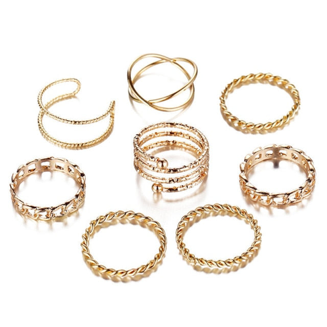 Fashion Gold Color Knuckle Rings Set