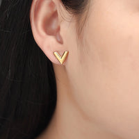 Stereoscopic V Pattern Stud Earrings