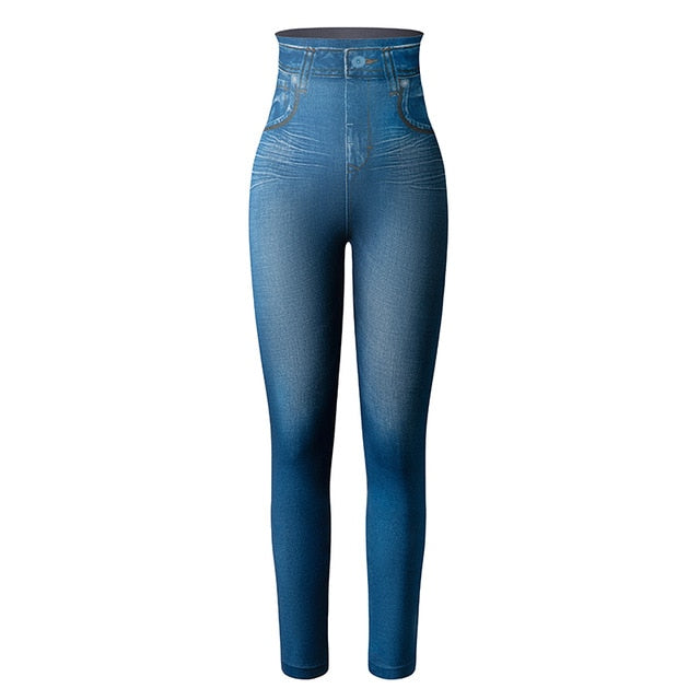 Solid Elastic Waist Jeans