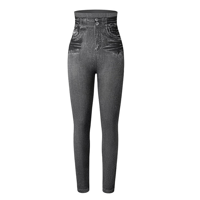 Solid Elastic Waist Jeans