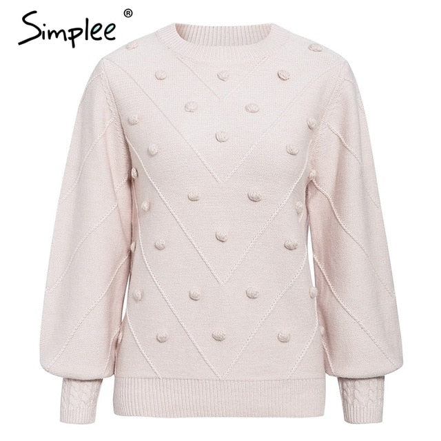 Elegant Fur Pompon Sweater