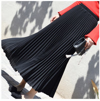 Vintage Pleated Midi Long Skirt