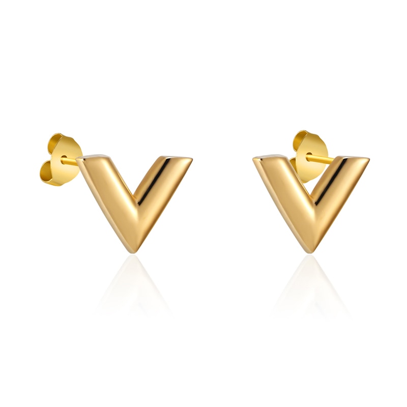 Stereoscopic V Pattern Stud Earrings