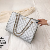 Luxury Leather Tote Bag with Chain Strap