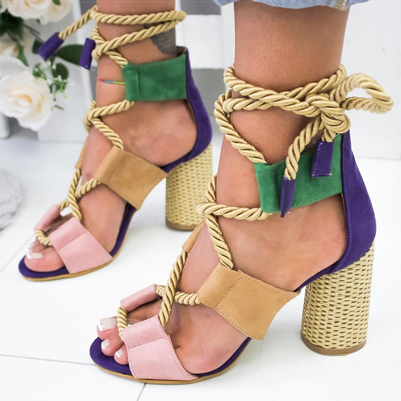 Colourful Block High Heels