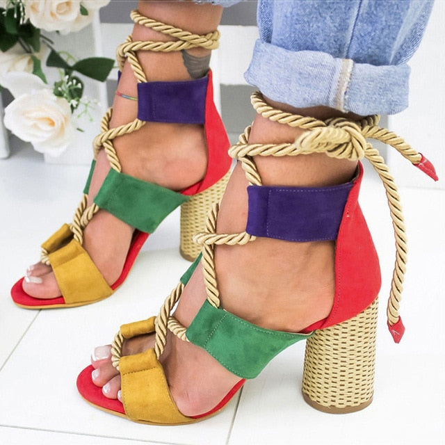 Colourful Block High Heels