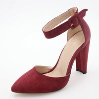 Square High Heel Pointed Toe Pumps