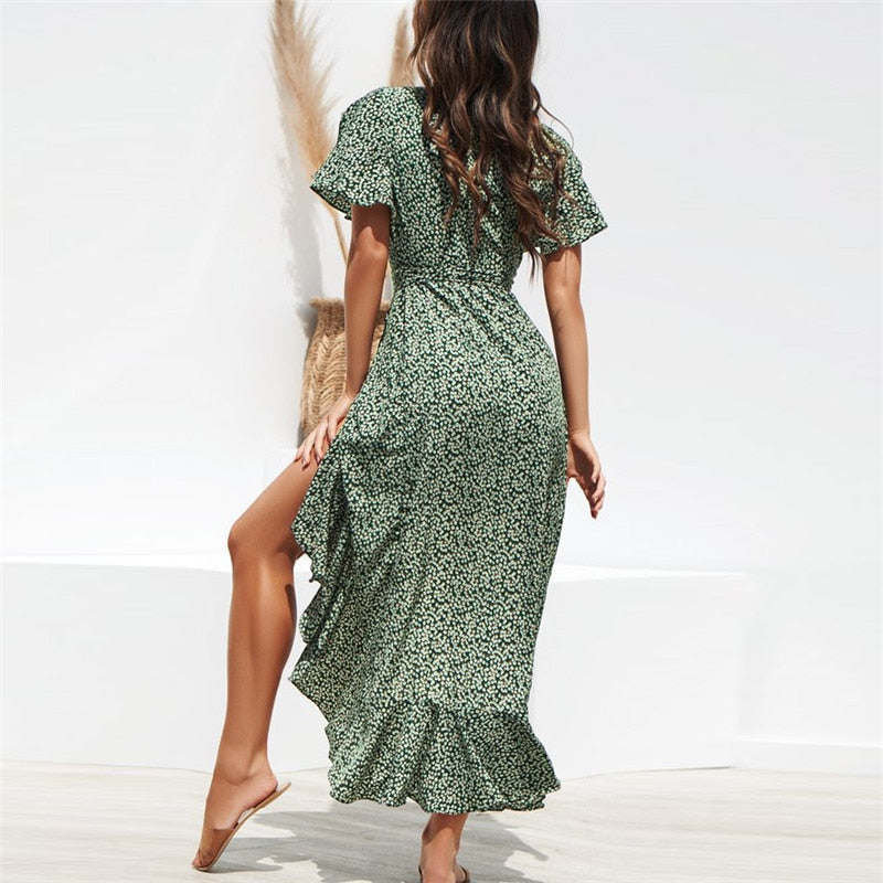 Summer Beach Maxi Dress with Ruffles