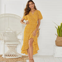 Summer Beach Maxi Dress with Ruffles