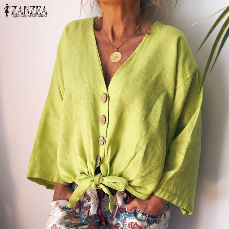 V-neck Bohemian Button Blouse