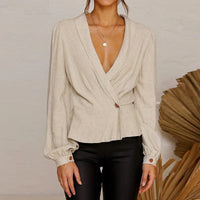 Deep V Cotton Blouse