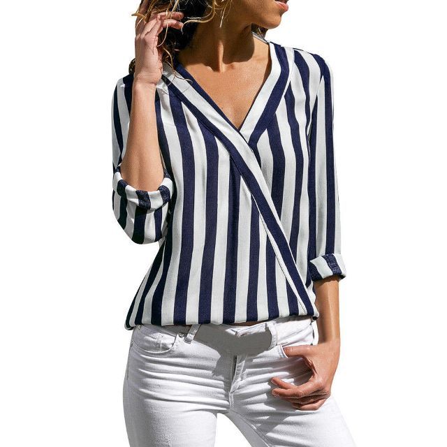 Long Sleeve Striped Blouse