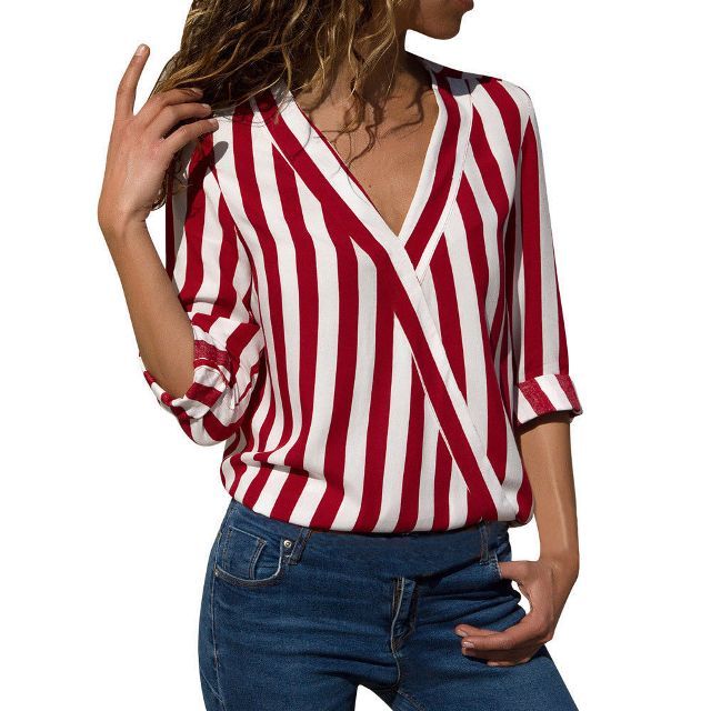 Long Sleeve Striped Blouse