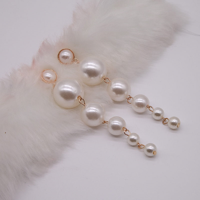 Trendy Elegant Big Simulated Pearl Earrings