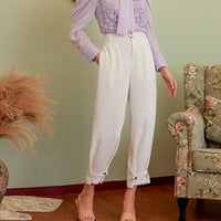 White Casual Capris Pants