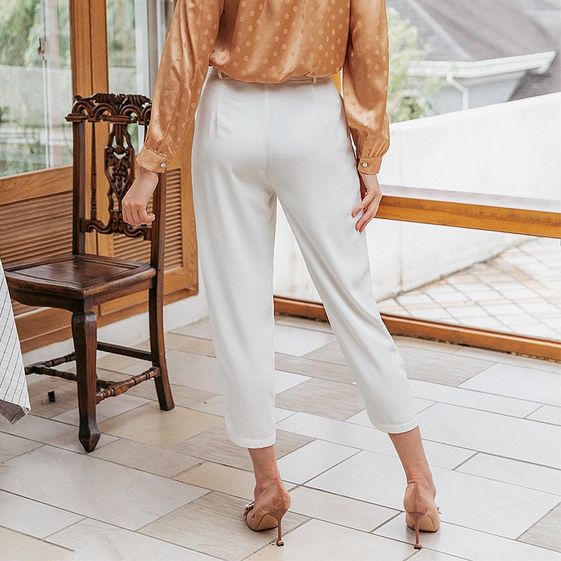 White Casual Capris Pants