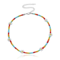 Lovely Daisy Flowers Colorful Beaded Necklace