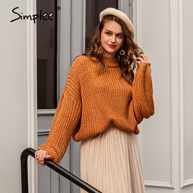 Lantern Sleeve Knitted Sweater