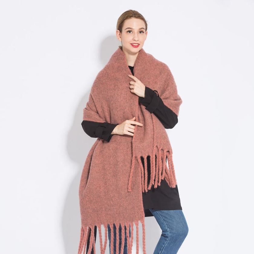 Solid Colour Scarf with Tassel