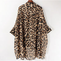 Irregular Leopard Print Chiffon Blouse