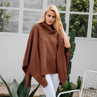 Knitted Turtleneck Cape Sweater