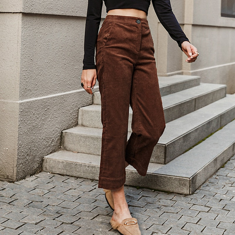 Vintage High Waist Brown Pants