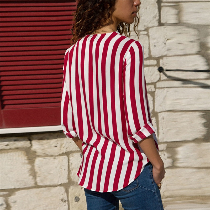 Long Sleeve Striped Blouse