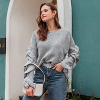 Elegant O-neck Ruffle Sweater