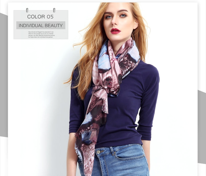 Stylish Multicolor Butterfly Print Scarf