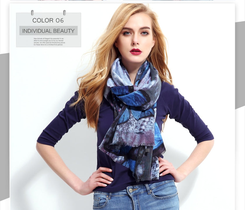 Stylish Multicolor Butterfly Print Scarf