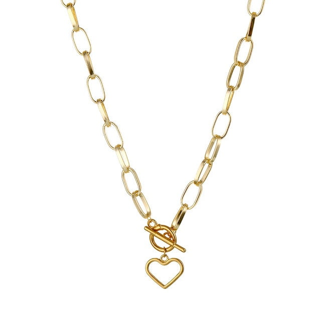 Thick Chain Toggle Clasp Gold Necklace