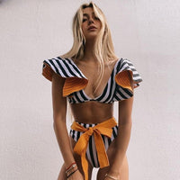 Two-Pieces Push-Up Ruffles Bandage Bikini Set