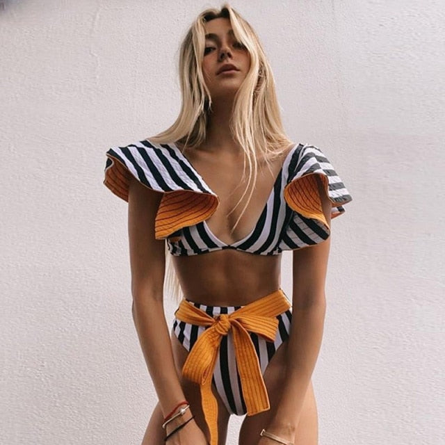 Two-Pieces Push-Up Ruffles Bandage Bikini Set