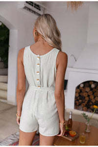 Sleeveless O-Neck Rompers