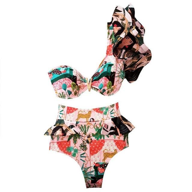 Two-Pieces Push-Up Ruffles Bandage Bikini Set