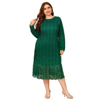 Long Sleeve Lace Green Dress