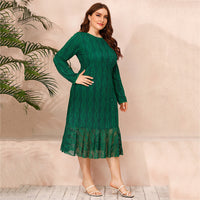 Long Sleeve Lace Green Dress