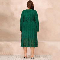 Long Sleeve Lace Green Dress