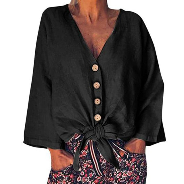 V-neck Bohemian Button Blouse