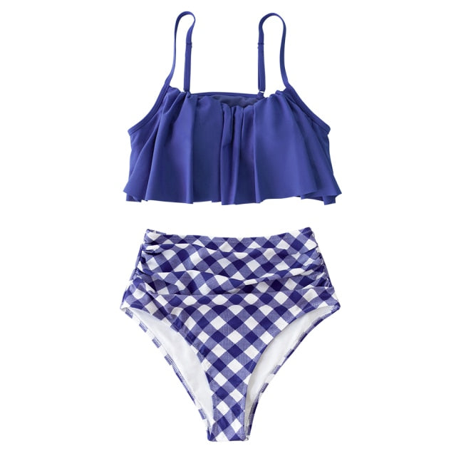 Stripe High Waisted Bikini Set