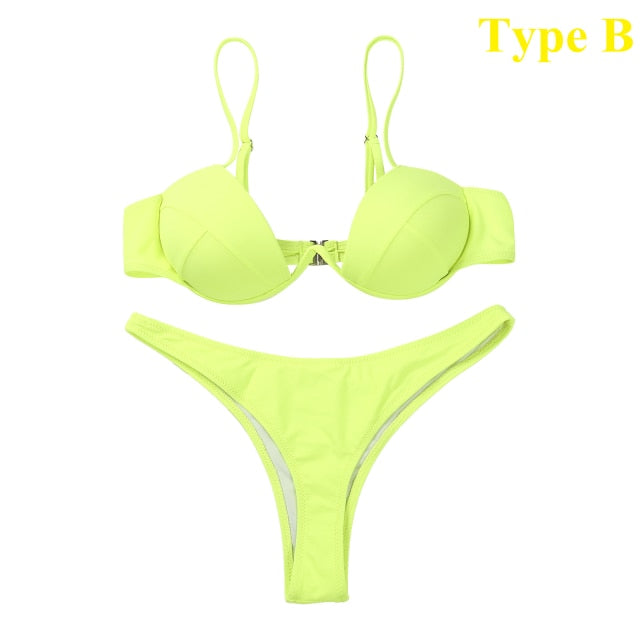 Sexy Push Up Unpadded Brazilian Bikini Set