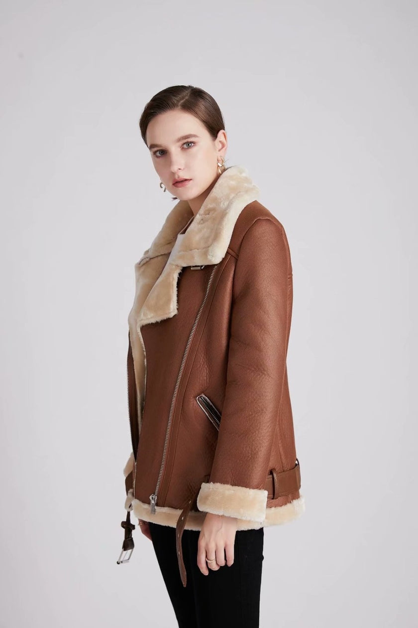 Solid Lamb Fur Coat