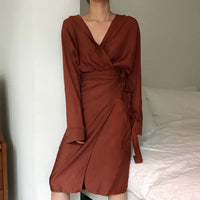 Chic V Neck Wrap Dress